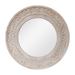 Parisloft 27.5 Inch Farmhouse Wood Circle Mirror Round Natural Wood and Whitewashed Wood Wall Mirror with Carved Patterns Decorative Wall Mirror for Bathroom Bedroom Living Room Or Entryway