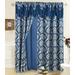 Jacquard Window Curtains For Living Room 2 panel set 54 x 84 Long with Attached Valance Sheer Backing and 2 Tie backs Elegant Fancy Design Perfect For Living Room and Bedroom (Navy Blue)