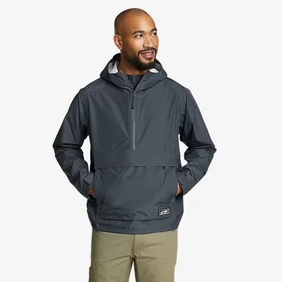 Eddie Bauer Men's RainPac Waterproof Anorak Waterproof Rain Jacket - Grey - Size XXL