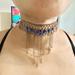 Free People Jewelry | Free People Choker Set New On Leather Squares | Color: Blue/Brown | Size: Os