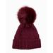 Free People Accessories | Free People Cable Pom Pom Beanie Winter Hat Burgundy | Color: Red | Size: Os