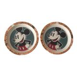 Disney Dining | Disney 2 Plate Set 8” Dishwasher Safe Mickey Dancing | Color: Black/Orange | Size: 8”