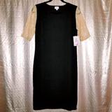 Lularoe Dresses | Lularoe Bnwt M Julia Pencil Dress - Black Lace Sleeve | Color: Black/Cream | Size: M