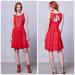 Anthropologie Dresses | Anthropologie Postmark Mini Dress Sunstream Red Eyelet Sleeveless Open Back Xs | Color: Red | Size: Xs