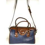 Dooney & Bourke Bags | Dooney & Bourke Vtg Blue Leather Brown Trim Satchel Shoulder Bag Made In Usa | Color: Blue/Brown | Size: Large