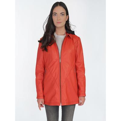 Lederjacke JCC "3102220", Damen, Gr. 42, grau (lava rot), Oberstoff: 100% Leder; Innenfutter: 100% Polyester; Ärmelfutter: 100% Polyester; Kapuze: 100% Polyester, Jacken Image