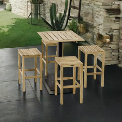 5 pc Backless Teak Bar Stool Set