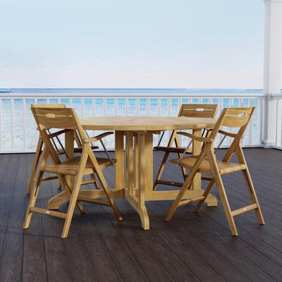 Barbuda 5 pc Round Teakwood Fold Up Dining Set