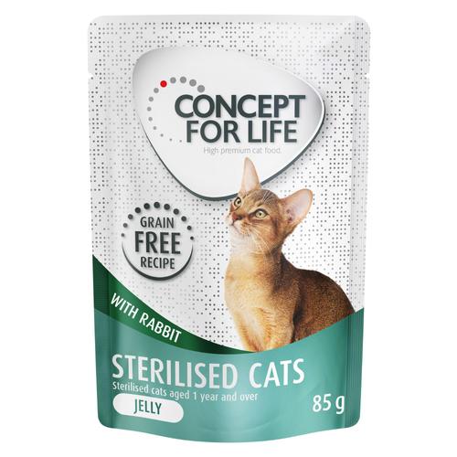 12 x 85 g Concept for Life Sterilised Cats Kaninchen getreidefrei - in Gelee