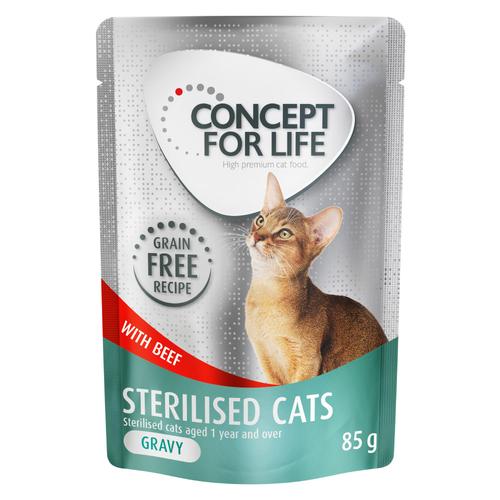 24 x 85 g Concept for Life Sterilised Cats Rind getreidefrei - in Soße