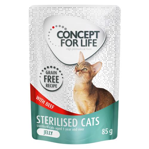 24 x 85 g Concept for Life Sterilised Cats Rind getreidefrei - in Gelee