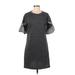 Luxology Casual Dress - Shift: Black Houndstooth Dresses - Women's Size Small