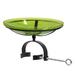 ACHLA Crackle Glass Birdbath w/ Over Rail Bracket Glass in Green | 8.5 H x 15.25 W x 14 D in | Wayfair CGB-14FG-OR2