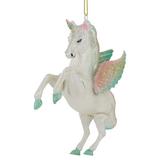 Northlight Seasonal 5.25" Blue & Pink Unicorn Glass Christmas Ornament Glass in White | 5.25 H x 4.75 W x 1 D in | Wayfair NORTHLIGHT EB94506