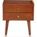 Corrigan Studio® Cupertino 2-Drawer Wood & Veneer Side Table, Light Walnut Finish Wood in Brown | 22.5 H x 20.25 W x 16.25 D in | Wayfair