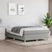 Ivy Bronx Beste Box Spring Bed Base Platform Bed Frame w/ Mattress for Bedroom Fabric Upholstered/Polyester in Gray/White | Wayfair