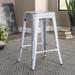 Ebern Designs Nieva 24"H Backless Metal Indoor-Outdoor Counter Height Stool w/Square Seat Metal in White | 24 H x 16 W x 16 D in | Wayfair