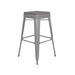 Flash Furniture 4-ET-31320-24-SV-R-PL2G-GG Backless Barstool w/ Resin Seat, Silver, Silver Gray, Counter Height