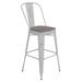 Flash Furniture ET-3534-30-WH-PL1G-GG Counter Height Commercial Bar Stool w/ Curved Back & 30" Wood Seat, White