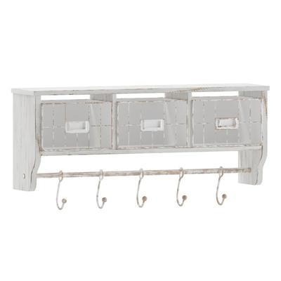 Flash Furniture HFMHD-GDI-CRE8-012315-GG Wall Mount Storage Rack w/ Wire Baskets, 23 1/2