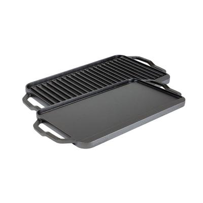 Lodge LCDRG Rectangular Grill/Griddle Pan w/ Handles - 19 1/2" x 10", Cast Iron, Black
