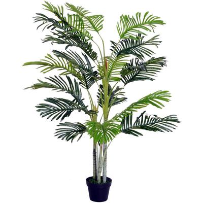 Outsunny - Künstliche Palme Groß 150cm Kunstpflanze mit Pflanztopf Kunstbaum 19 Palmenwedel Deko