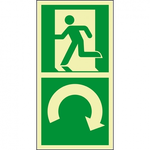 PERMALIGHT power langnachleuchtend Drehknopf-Hinweis, rechts, Polycarbonat, selbstklebend, 100x195mm, ASR ISO 7010 E002 Image