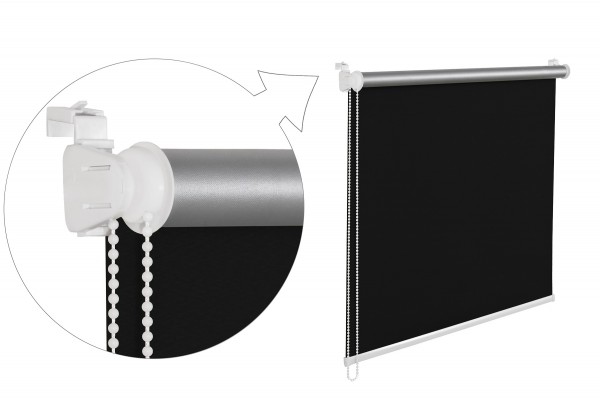 Thermorollo Verdunklungsrollo 105x150 cm schwarz Fensterrollo mit Thermobeschichtung 100% Abdunklun Image