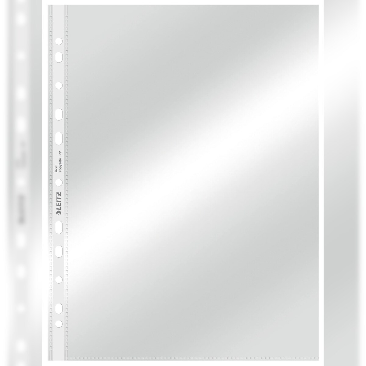Leitz Prospekthüllen DIN A4 Glasklar Transparent 80 Mikron PP (Polypropylen) Öffnung oben 11 Löcher 4770 100 Stück Image