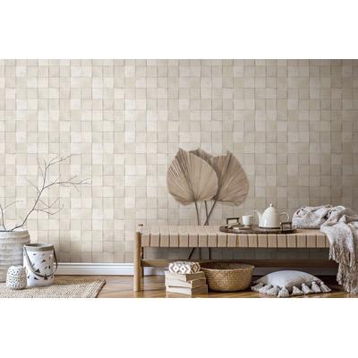Fototapete MARBURG "Tile", beige (navajoweiß), B:0,53m L:10,05m, Vlies, Tapeten, moderne Tapete für Wohnzimmer Schlafzimmer Küche Image
