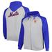 Men's Heather Gray/Royal New York Mets Big & Tall Raglan Hoodie Full-Zip Sweatshirt