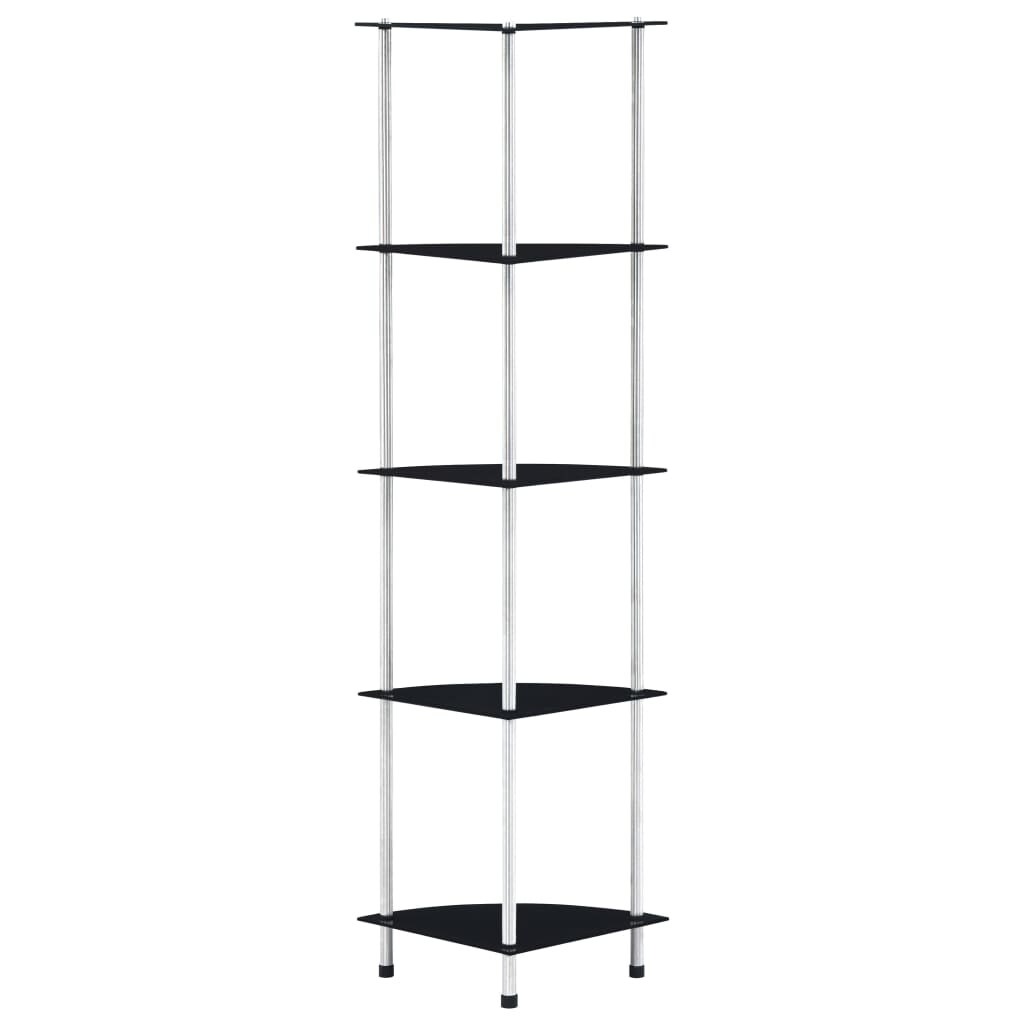 vidaXL Regal mit 5 Ablagen Schwarz 30x30x130 cm Hartglas Image