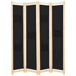 vidaXL 4-teiliger Raumteiler Schwarz 160 x 170 x 4 cm Stoff Image