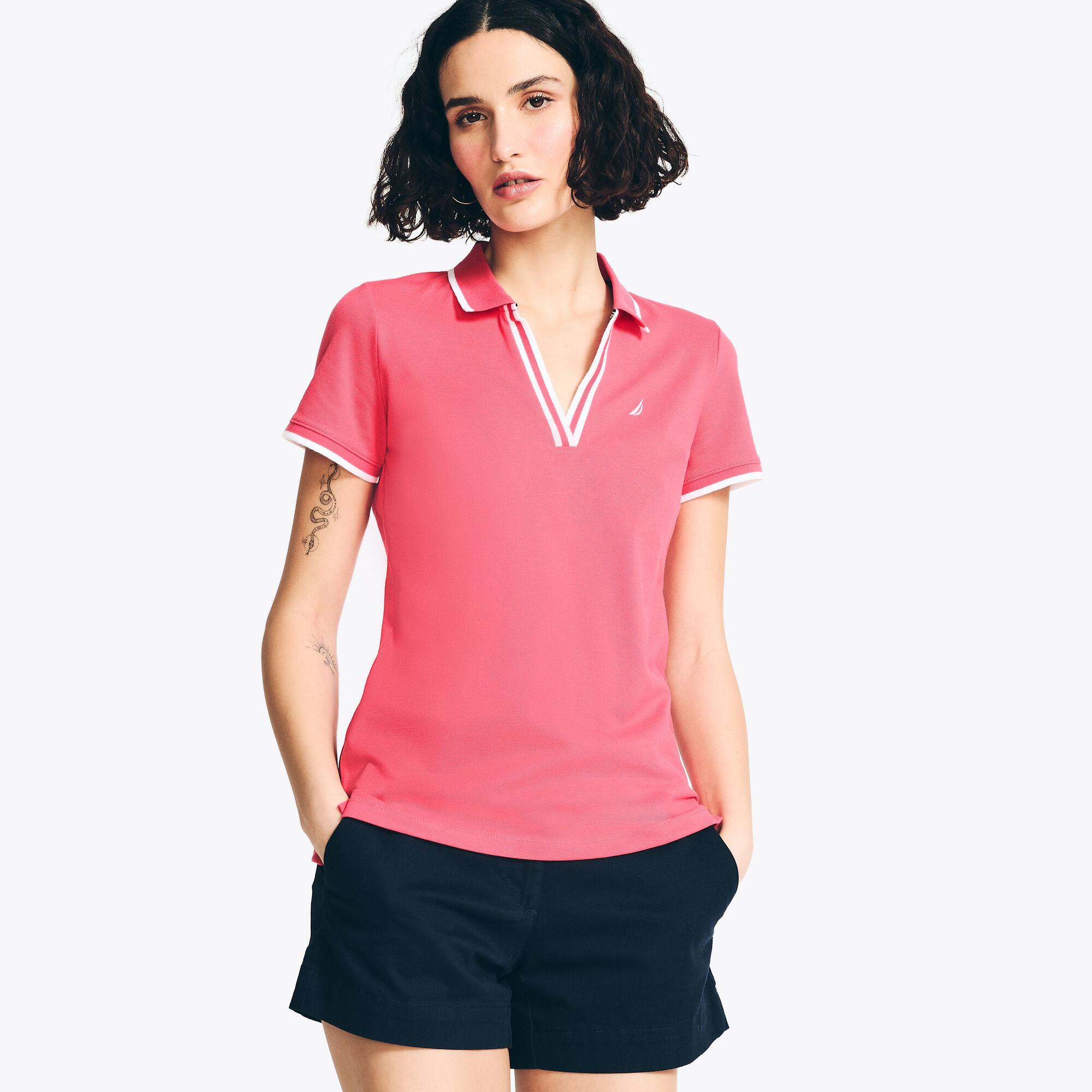 Nautica Women's Deck Polo 660 (Pomegranate), XS