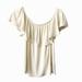 American Eagle Outfitters Tops | American Eagle Womens Soft & Sexy T Wide Neck Ruffles Top Off Shoulder Sz Medium | Color: Cream | Size: M