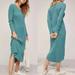 Anthropologie Dresses | Anthropologie | Sasha T.La Ribbed Cotton Knit Midi Maxi Dress | Color: Blue/Green | Size: S