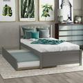 Platform Wood Bed Frame Two-layer Drawable with Wooden Slat Support No Box Spring Needed Weight Capacity:275LBS Gray