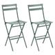 Lot de 2 chaises hautes pliantes jardin GREENSBORO Vert olive Acier traité époxy, Traitement antirouille renforcé Hespéride