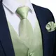 Gilet macaron vert pour hommes boutons de manchette cravate mouchoir ensemble chemise costume