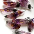 Cacoxenite violette naturelle Auralite 23 perles rouges un pendentif 23 matières premières