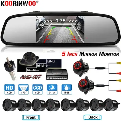 Koorinwoo-Capteur de stationnement de voiture moniteur de miroir caméra de vue arrière caméra de