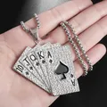 Hiphop – collier de jeu de cartes glacé pour hommes pendentif droit Poker Rock Rap bijoux