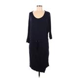 Summer and Sage Casual Dress - Sheath Scoop Neck 3/4 sleeves: Blue Print Dresses - Women's Size Medium