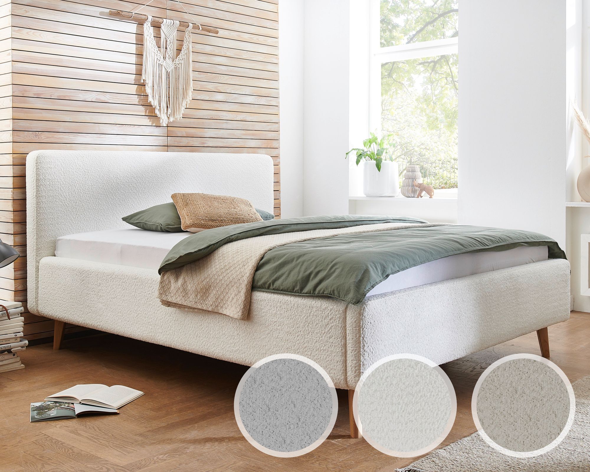 meise.möbel »Mattis« Polsterbett Teddy mit Bettkasten 180x200 cm / beige / ohne Bettkasten