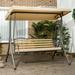 Outsunny 3-Seat Patio Swing Chair, Outdoor Canopy Swing Glider with Cushion, Adjustable Shade, and Slatted Design