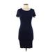 Forever 21 Casual Dress - Bodycon Scoop Neck Short sleeves: Blue Color Block Dresses - Women's Size Small