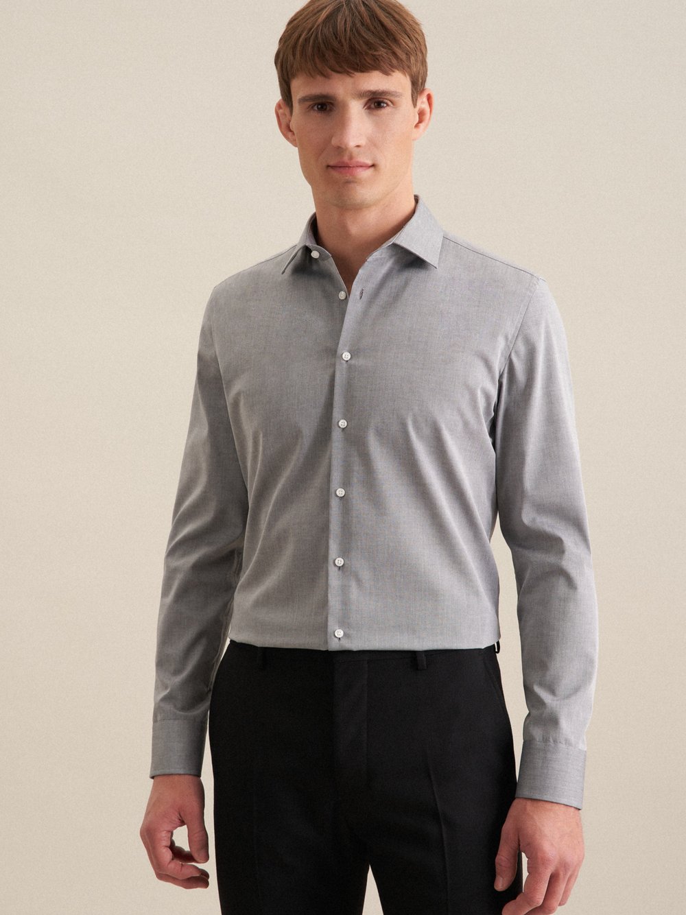 Seidensticker Business Hemd Herren Slim Fit Baumwolle grau, 36 Image