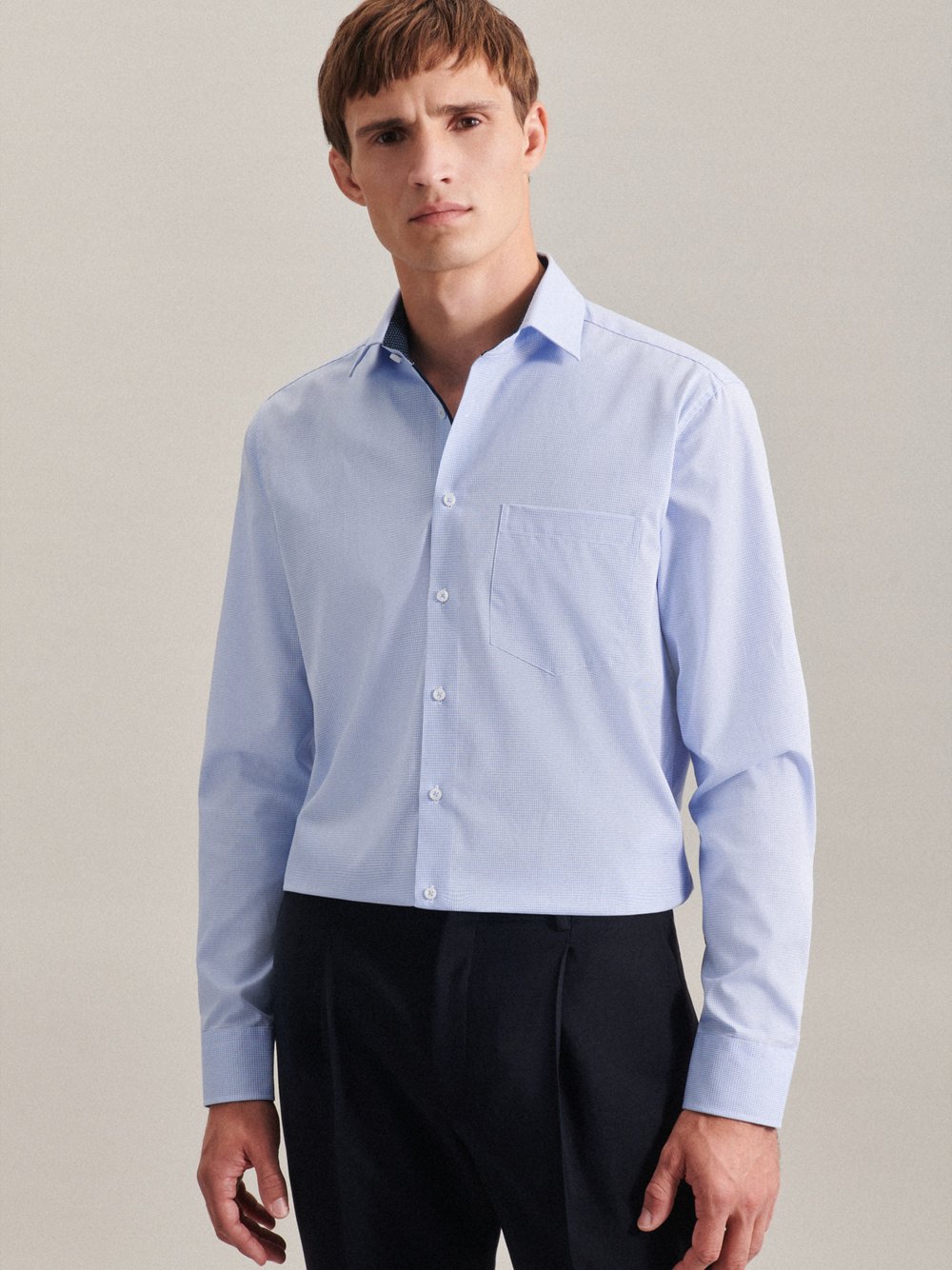 Seidensticker Business Hemd Herren Regular Fit Baumwolle blau, 39 Image