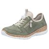 Slip-On Sneaker RIEKER, Damen, Gr. 38, grün (schilfgrün), Lederimitat, Textil, sportlich, Schuhe Sneaker, Schnürschuh, Halbschuh, Slipper mit leichter Laufsohle, Topseller