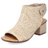 Sandalette RIEKER, Damen, Gr. 38, beige (sand), Textil, elegant, Schuhe Schaftsandale Sandalette, Sommerschuh, Sandalette, Blockabsatz, in modischer Flecht-Optik